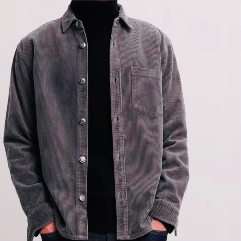 Zara Lavender Grey100% Cotton Corduroy Relaxed Fit Shirt Jacket Size L
